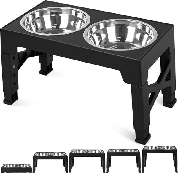 Adjustable Elevated Dog Bowls, 5 Heights