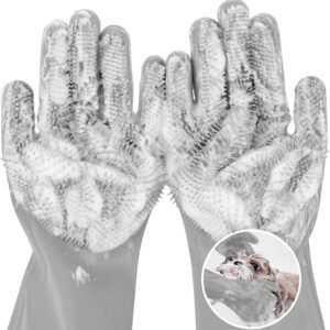Heat-Resistant Silicone Pet Grooming Gloves